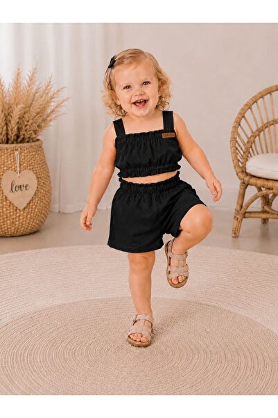 Moda Lina Solid Color Girls' Shorts & Crop Set