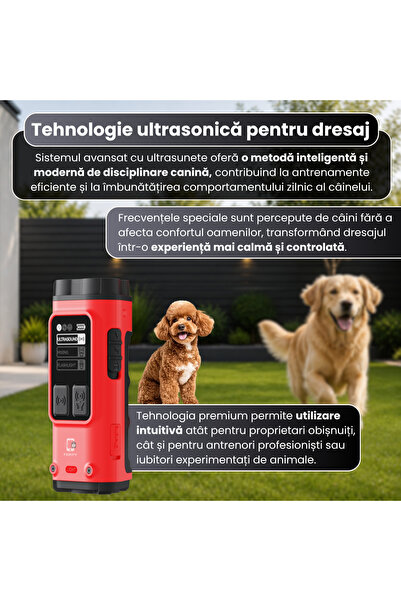 FAMIFY Dispozitiv anti-lătrat pentru câini FAMIFY, Dresaj cu ultrasunete fără șocuri, Rază de acțiune 15m, USB-C, Roșu