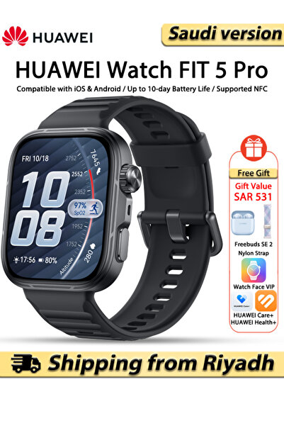 Huawei ساعة ذكية WATCH FIT 5 Pro، شاشة كاملة مقاس 1.92 بوصة، دراسة المخاطر، ت...