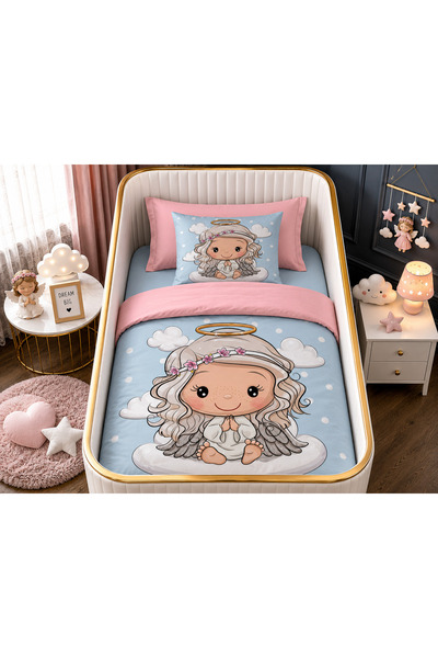 Fabeteks Cute Angel Girl Child Single Digital Baby Bedding Set