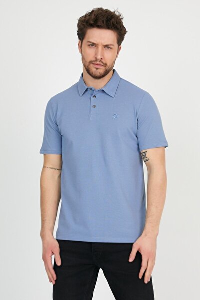 ENQUE Чоловіча базова футболка поло з коміром Plain Comfort Ice Blue