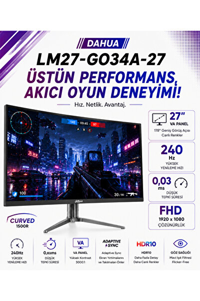 DAHUA LM27-GO34A 27″ 240Hz 0.03ms 2K QD-OLED HDR400 QHD Gaming (Oyuncu) Monitör