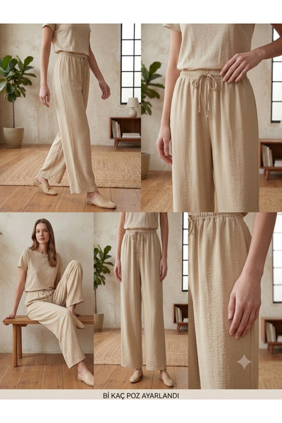 Trend Marfa Beli Lastikli Ayrobin Pantolon