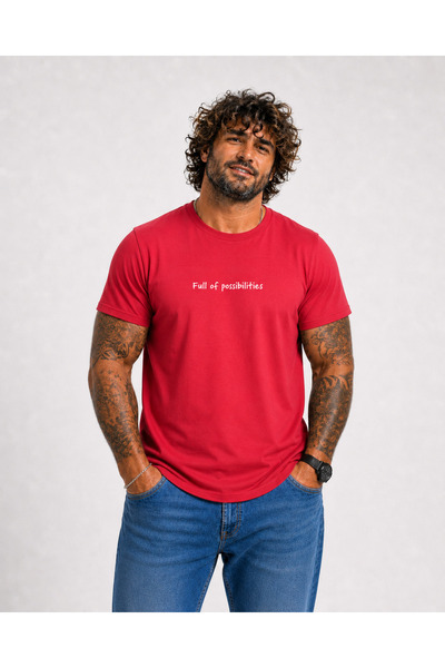 Starbattal Men's Oversize Crew Neck T-Shirt Imagination 26150 Red