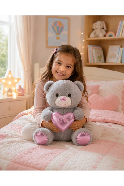 Toyzoy Toys Ayıcık Sevimli Gri Parlak Seri 35cm - Sevimli & Koleksiyon