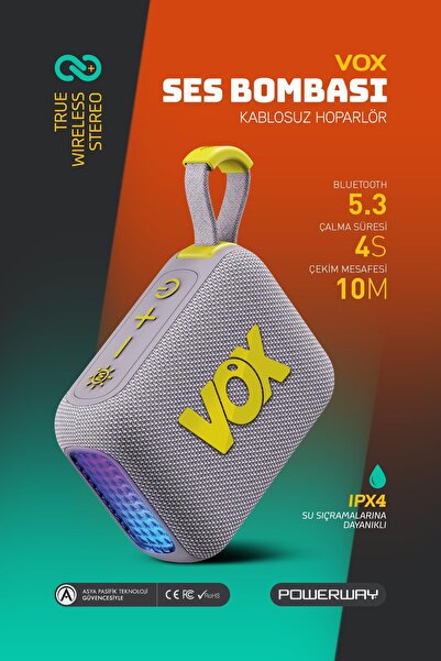 POWERWAY Vox Usb Hafıza Kartı Aux Radyo Led Işıklı Bluetooth Hoparlör Hi-Fi S...