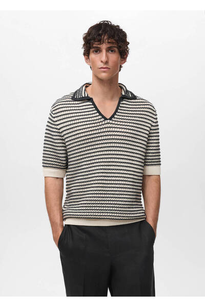 MANGO Man tricoul cu gât polo --