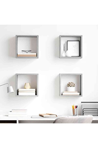 Concept Rafturi de perete cub, 4 buc., gri beton, 26x15x26 cm