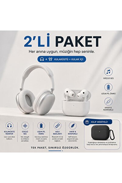 TEKNO PRO 2 Ios Android Uyumlu Kulakiçi ve Üstü Kablosuz Bluetooth Kulaklık P...