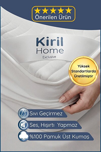 Kiril Home Premium Dolgun Sıvı Geçirmez Yatak Alezi | %100 Pamuklu Yüzey | Ul...