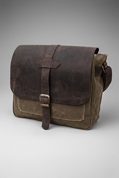 DARK COTTON 7503 Genuine Leather Brown Cover Waterproof Waxed Canvas 15” Lapt...