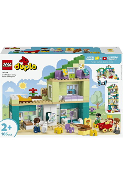 LEGO DUPLO Town 10470-3 în 1 Casă modernă de familie cu figurine, 166 piese