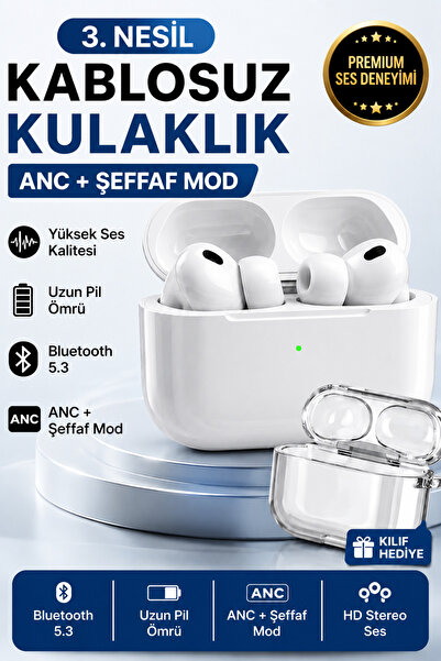 AuraPods Air Pro3 ANC 2026 Dokunmatik Premium Bluetooth Kulaklık - Aktif Gürü...