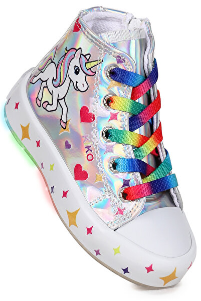 Kiko Kids Pames Unicorn Fermuarlı Işıklı Kız Çocuk Spor Ayakkabı