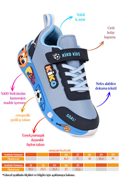 Kiko Kids Velcro Günlük Cırtlı Erkek Çocuk Spor Ayakkabı