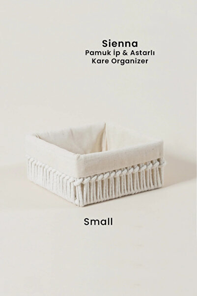 Marrien Sienna El Yapımı Organizer Natural Pamuk İp Astarlı Metal Sepet 18x18...