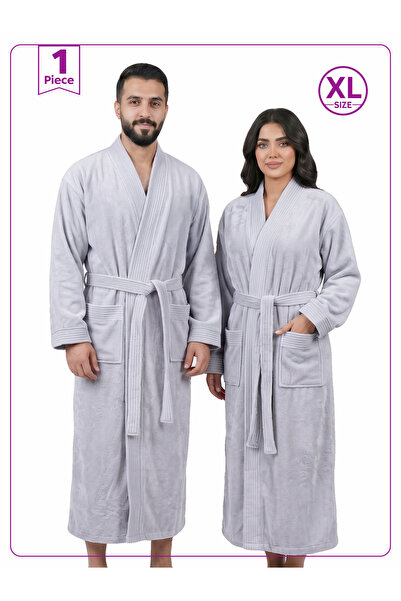 Donetella Unisex Bathrobe XL Size , Kimono Collar, Absorbent Quick Dry Microf...