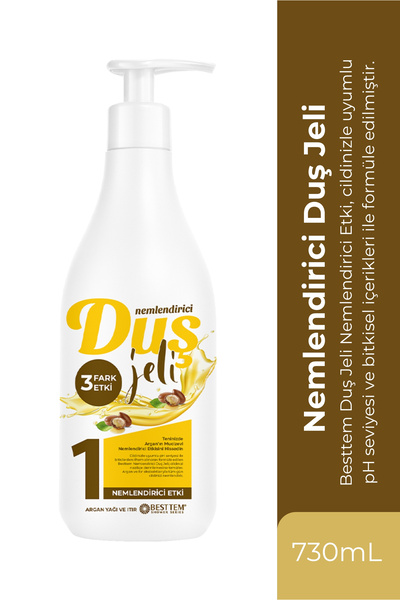 BESTTEM Nemlendirici Etkili Duş Jeli – Argan ve Itır Özlü Doğal Bakım | 730 ml