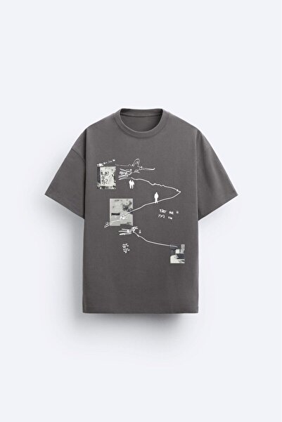 The Champ Clothing Ανδρικό μπλουζάκι με στάμπα τέχνης, oversized, καπνιστό