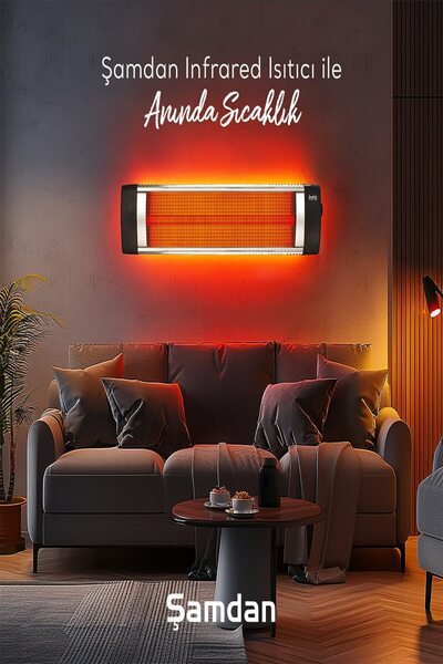 Şamdan Ikiz 3000W Infrared Isıtıcı – Siyah Elektrikli Güçlü Panel Isıtıcı
