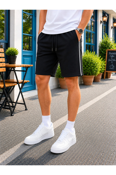 by fiyaka fashion Erkek Yanı Biye Detaylı Cepleri Fermuarlı Arka Cepli Şort
