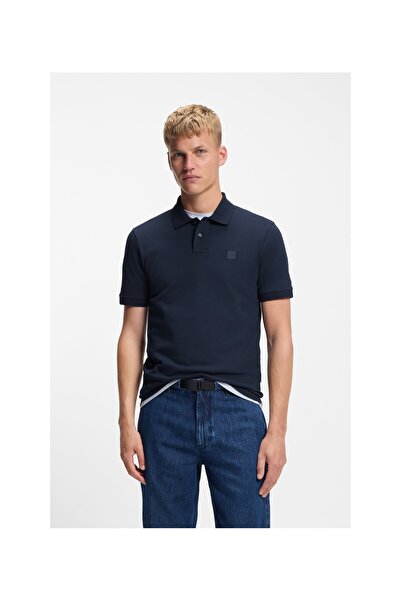 BOSS MAVİ LOGOLU ERKEK POLO T-SHIRT