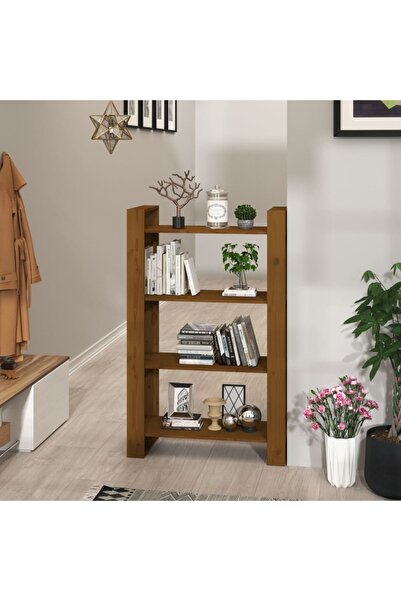 Concept Bibliotecă/Separator cameră maro miere 80x35x125 cm lemn masiv