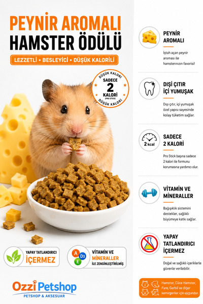 ozzipetshop Hamster için dışı çıtır içi yumuşak vitamin ve meyve dolgulu ödül...
