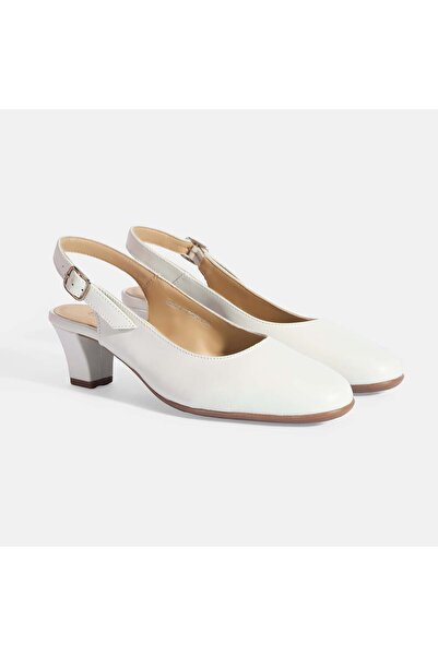 Desa Women's White Adjustable Buckle Desacomfort Leather Heeled Shoes