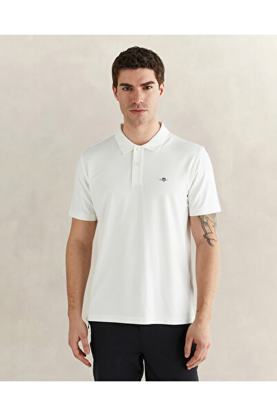 Gant Erkek Beyaz Regular Fit Logolu Polo Yaka T-Shirt
