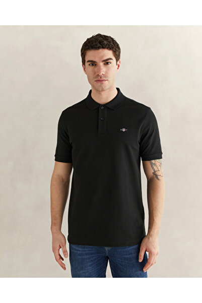 Gant Erkek Siyah Regular Fit Logolu Polo Yaka T-Shirt