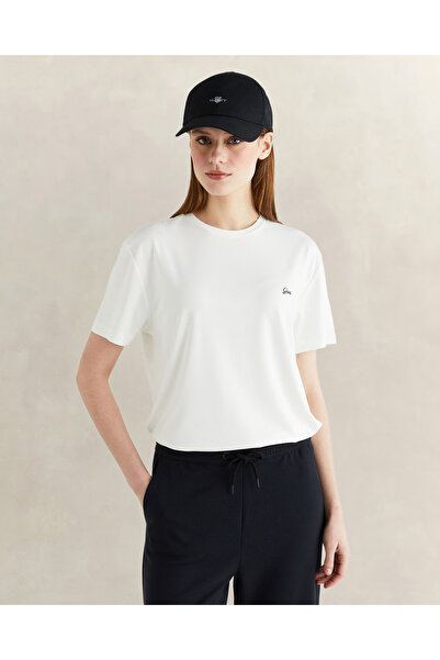 Gant Kadın Beyaz Bisiklet Yaka Regular Fit T-Shirt
