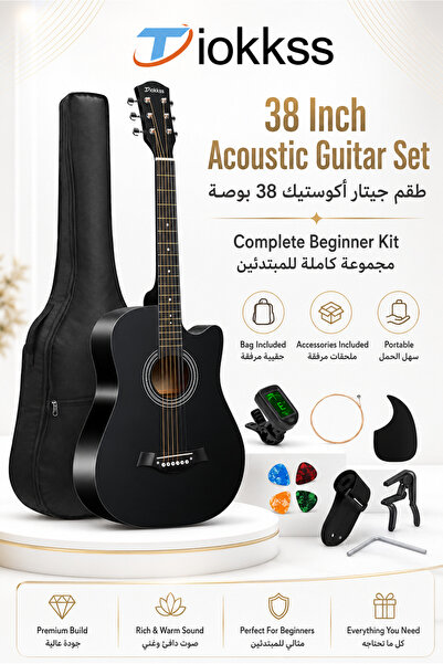 Tiokkss 38-Inch Acoustic Guitar for Beginner Adult Teen Full Size Guitarra Ac...