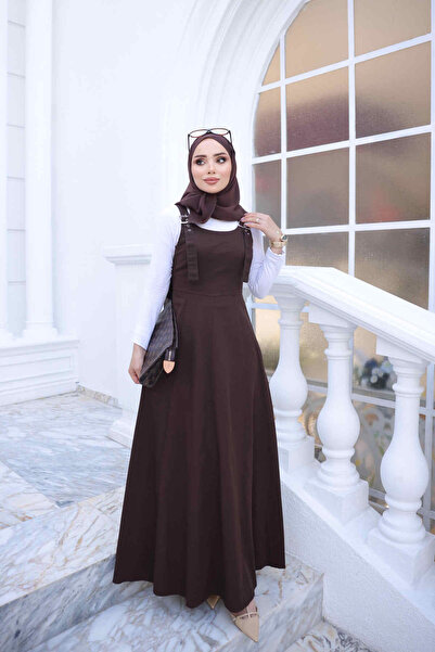 İmajButik Kahverengi Fermuar Detaylı Gabardin Jile
