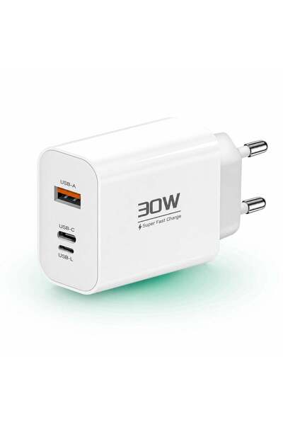 Timebox Încărcător de rețea cu 3 porturi, încărcare rapidă de 30W, 1 x cablu ...