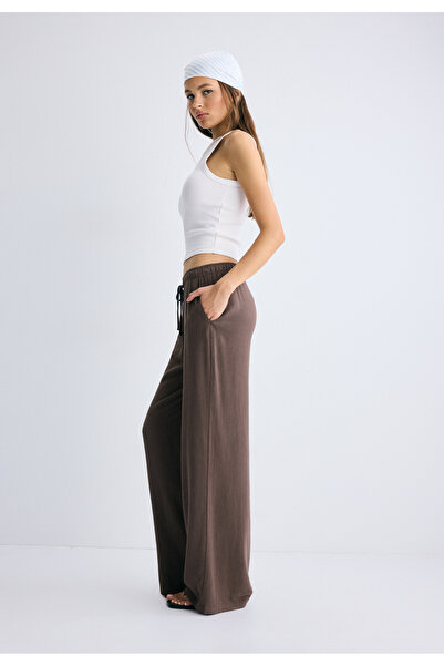 Stradivarius Keten görünümlü dökümlü pantolon