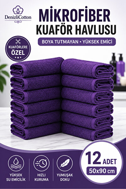 denizlicotton Kuaförlere Özel Boya Tutmayan Mikrofiber Saç Havlusu 50x90 cm 1...