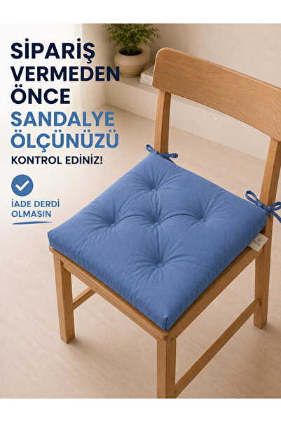 abidehanım Pofidik Sandalye Minderi Bağcıklı Kalın Pamuk Dokulu Özel Dikişli ...