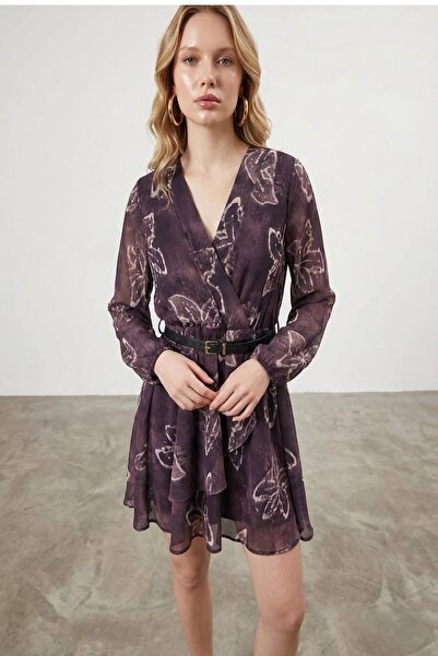 LEYLA SAĞLAM Floral Patterned Belted Chiffon Mini Dress
