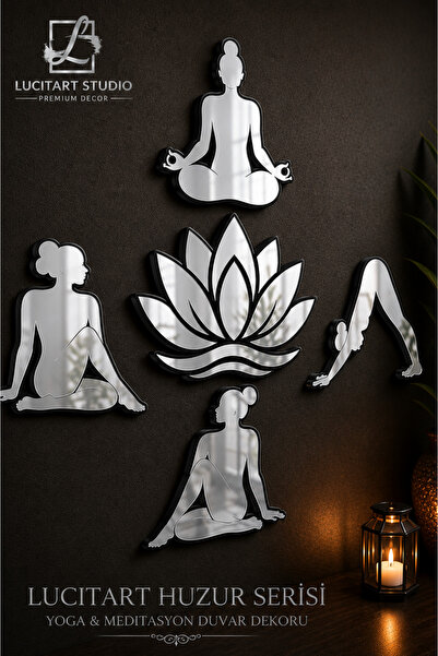 LucitART Huzur Serisi™ Premium Yoga & Lotus Aynalı Pleksi Duvar Dekoru | 5 Pa...