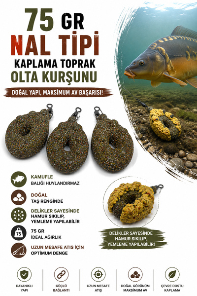 sr sazanrig Kaplama Nal Tipi Olta Kurşunu  75 gr (3 Adet)