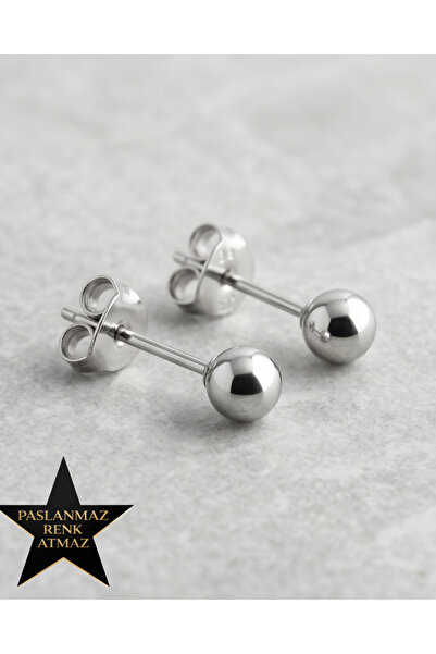 stainless steell 316L Steel Silver Ball Women's Earrings