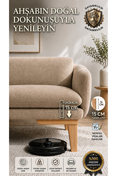LEGORA WOOD DESİNG 1. Sınıf Gürgen Ağacı 15 Cm Küt Ayak Mobilya Kanepe Koltuk...