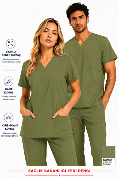 Raven Uniform Scrubs Takım Likralı Medikal Forma, Hemşire, Doktor, Eczacı, Ha...