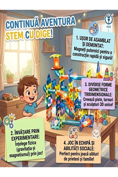 ISO TRADE Set de constructie piese magnetice tip pista Light Magnetic Blocks,...