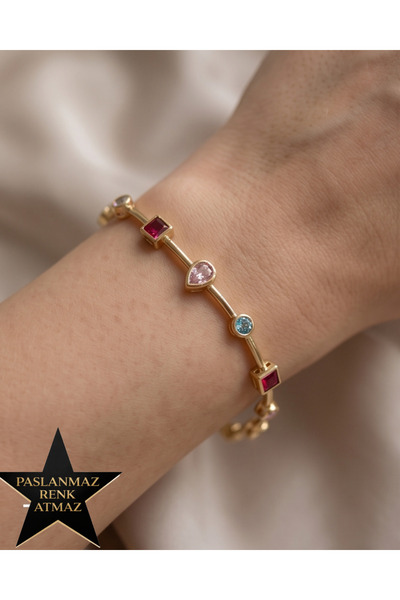 XUPING JEWELRY Xuping 14K Altın Renginde Trend Zirkon Taşlı Kadın Bileklik 17...
