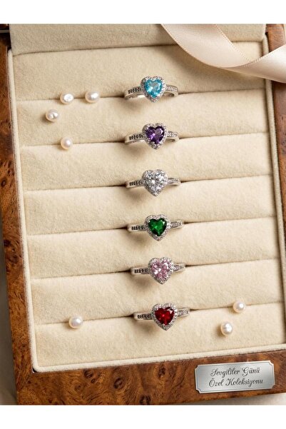 bijoux uniques çelik kalpli kırmızı&mavi&pembe&mor&beyaz&yeşil taşlı ayarlana...