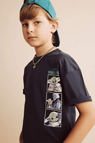 DeFacto 100% Cotton Star Wars Oversized Crew Neck Short Sleeve T-Shirt for Bo...