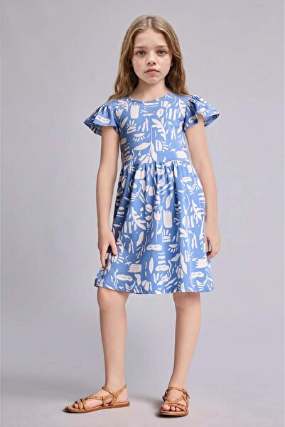 DeFacto Half Sleeves Floral Combed Cotton Dress Girls H2702A826Hs
