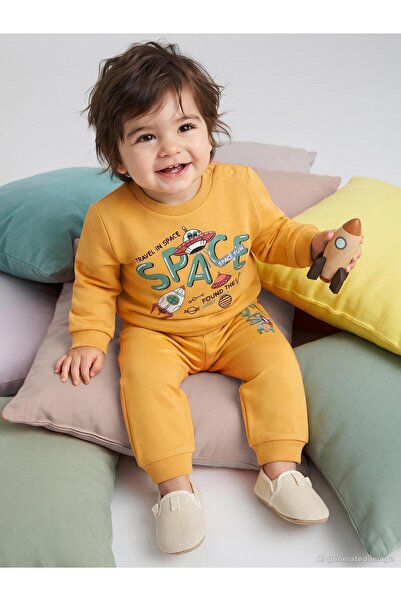 Civil Baby Space Baskılı 6-18 Ay Takım - Hardal